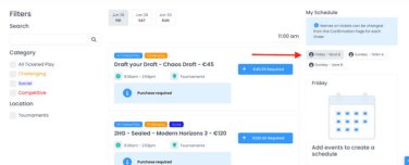 First, select the badge you wish to purchase events for! This step is critical to start the registration process. Select the badge from the right side of the page